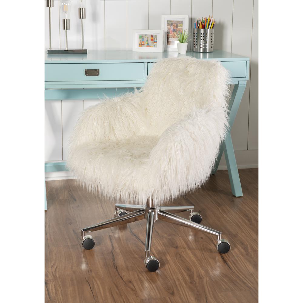 Fiona Faux Fur Office Chair, White. Picture 5