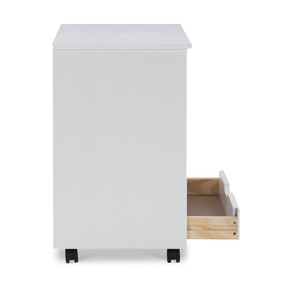 Cary Six Drawer Wide Roll Cart, White Wash. Picture 7