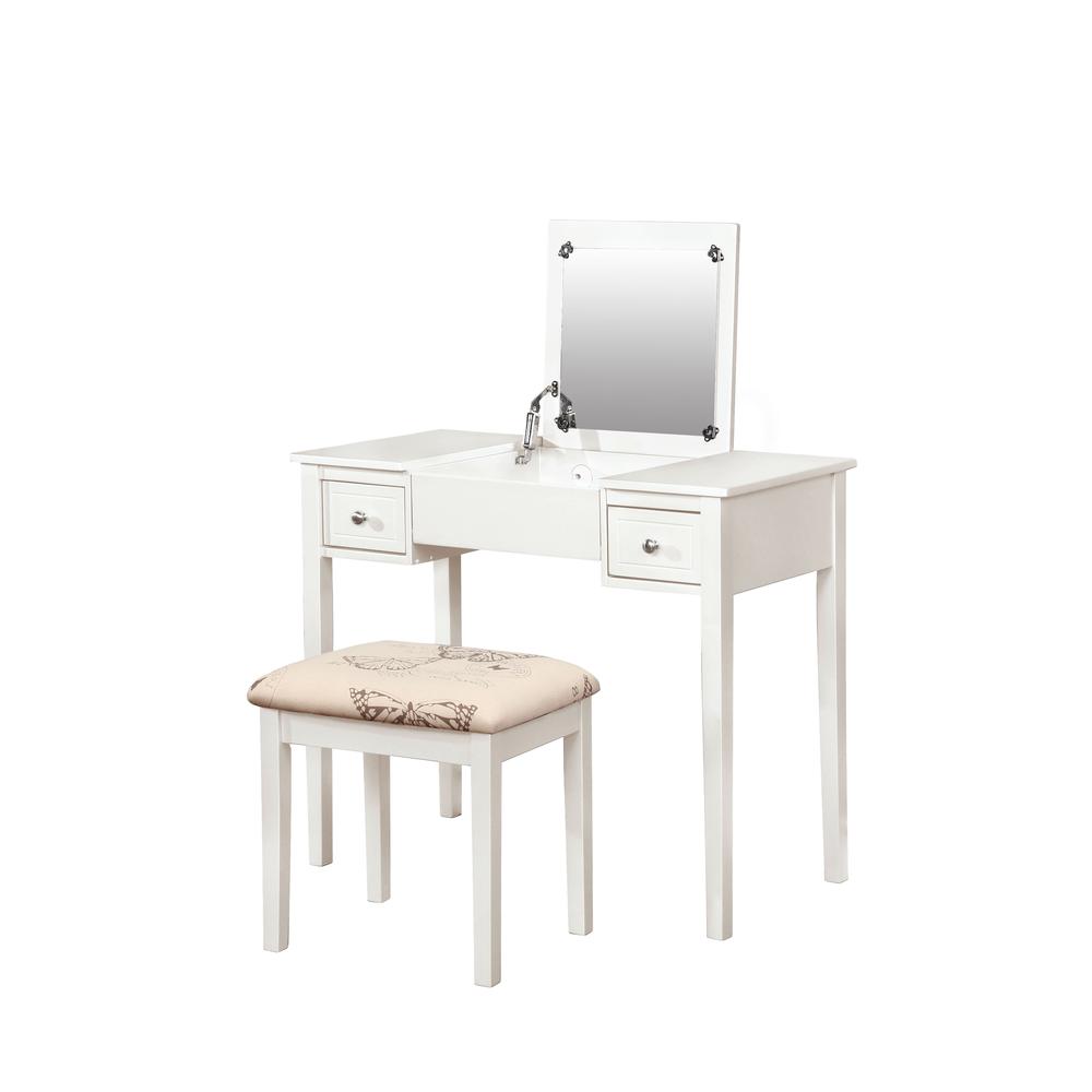 White Butterfly Vanity And Stool. Picture 1