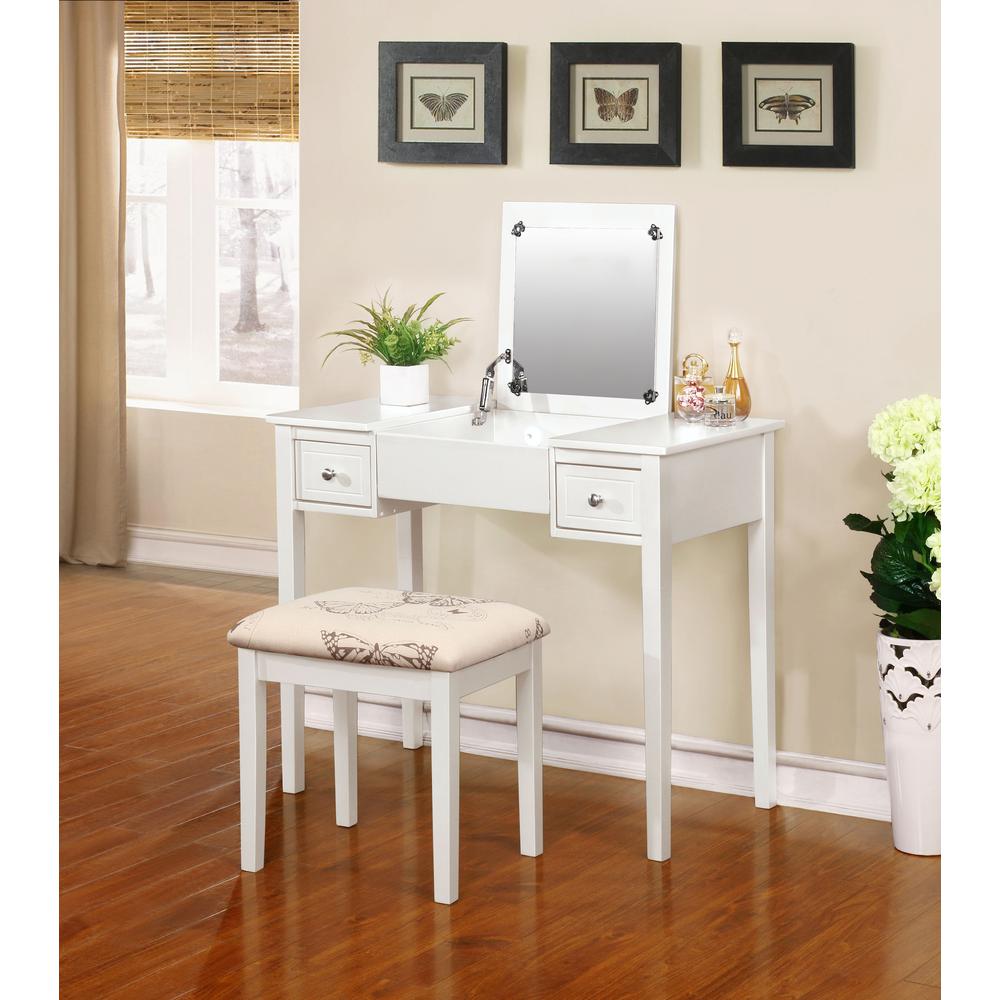 White Butterfly Vanity And Stool. Picture 2