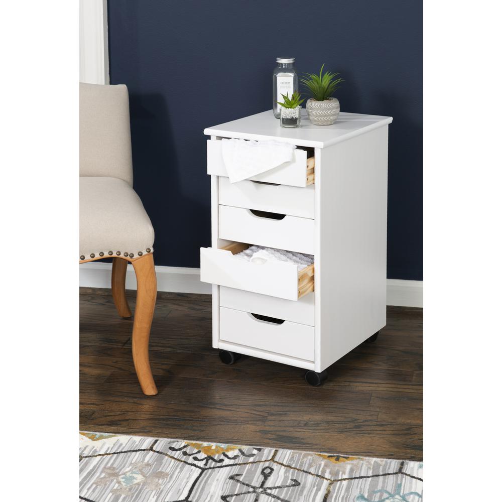 Cary Six Drawer Rolling Storage Cart, White Wash. Picture 13
