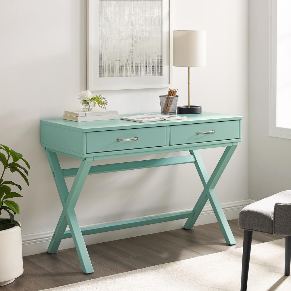 Penney 2-Drawer Desk, Turquoise. Picture 1