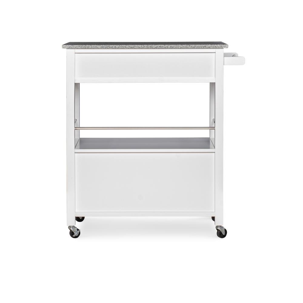 Cameron White Kitchen Cart With Granite Top. Picture 5