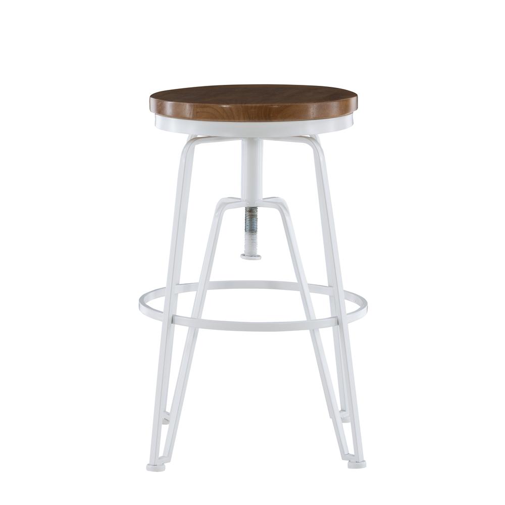 White Metal and Wood Stool. Picture 3
