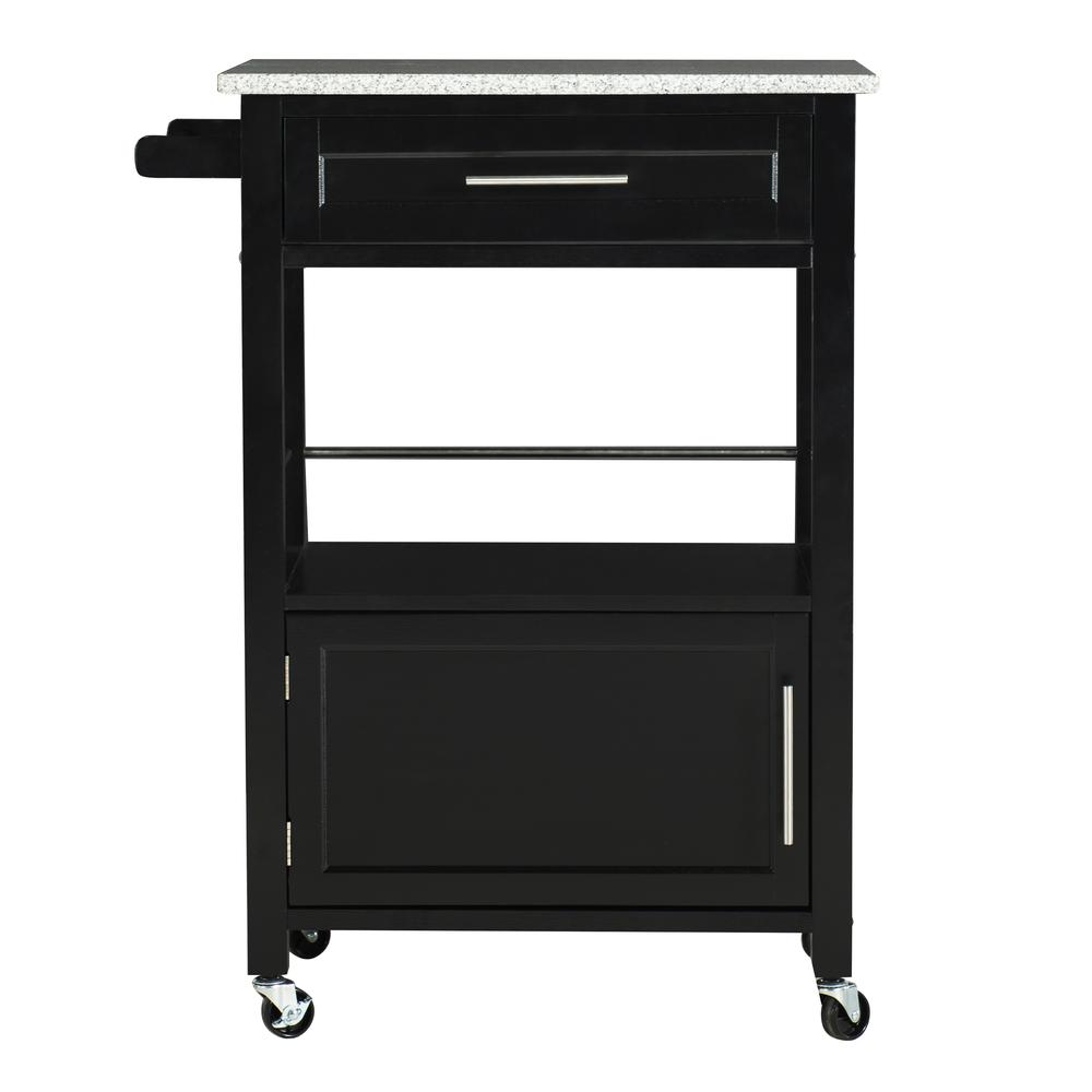 Mitchell Black Kitchen Cart With Granite Top. Picture 5