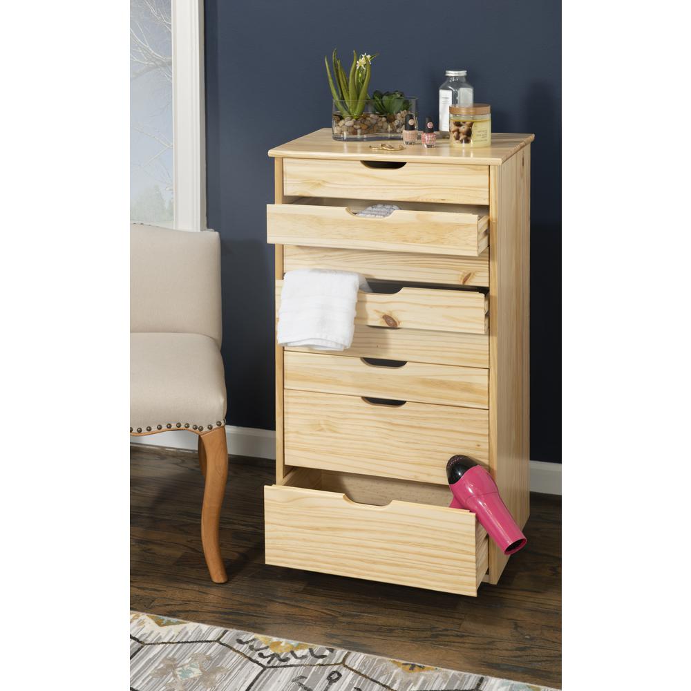 Cary Eight Drawer Rolling Storage Cart, Natural. Picture 9
