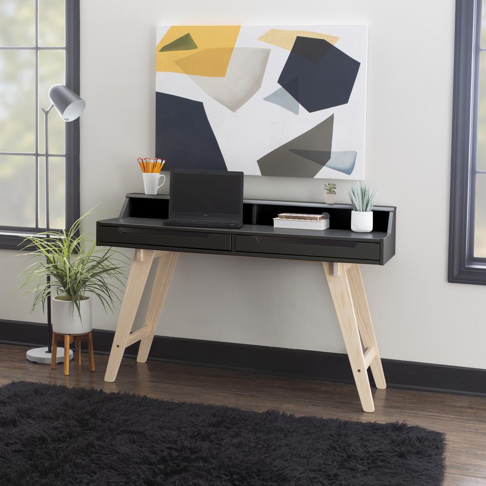Shivley Two Drawer Desk Black. Picture 10