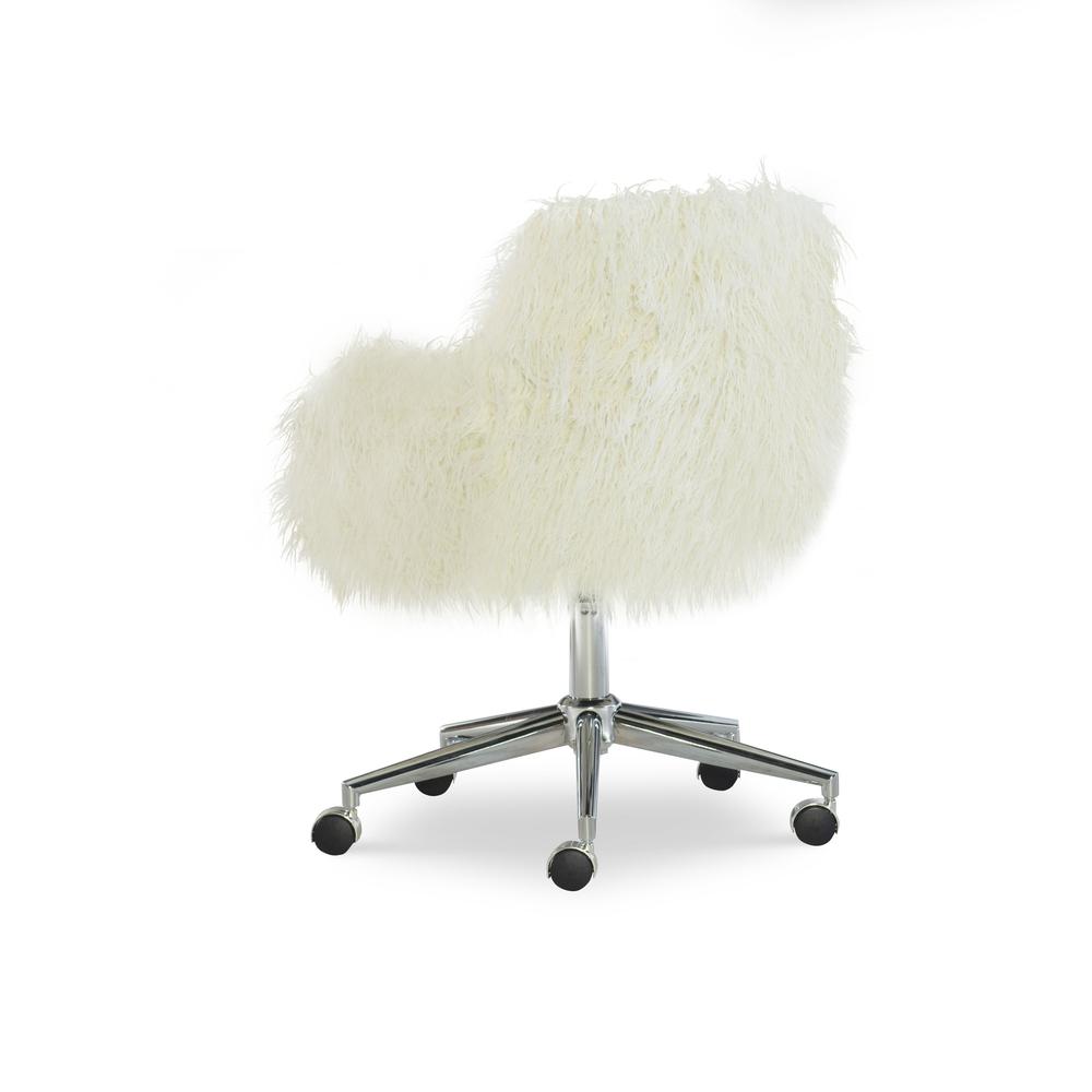 Fiona Faux Fur Office Chair, White. Picture 4