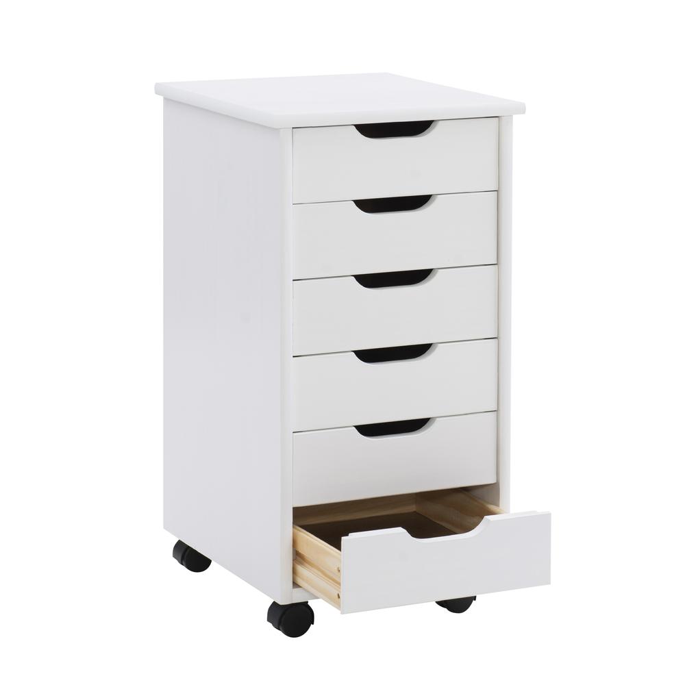 Cary Six Drawer Rolling Storage Cart, White Wash. Picture 10