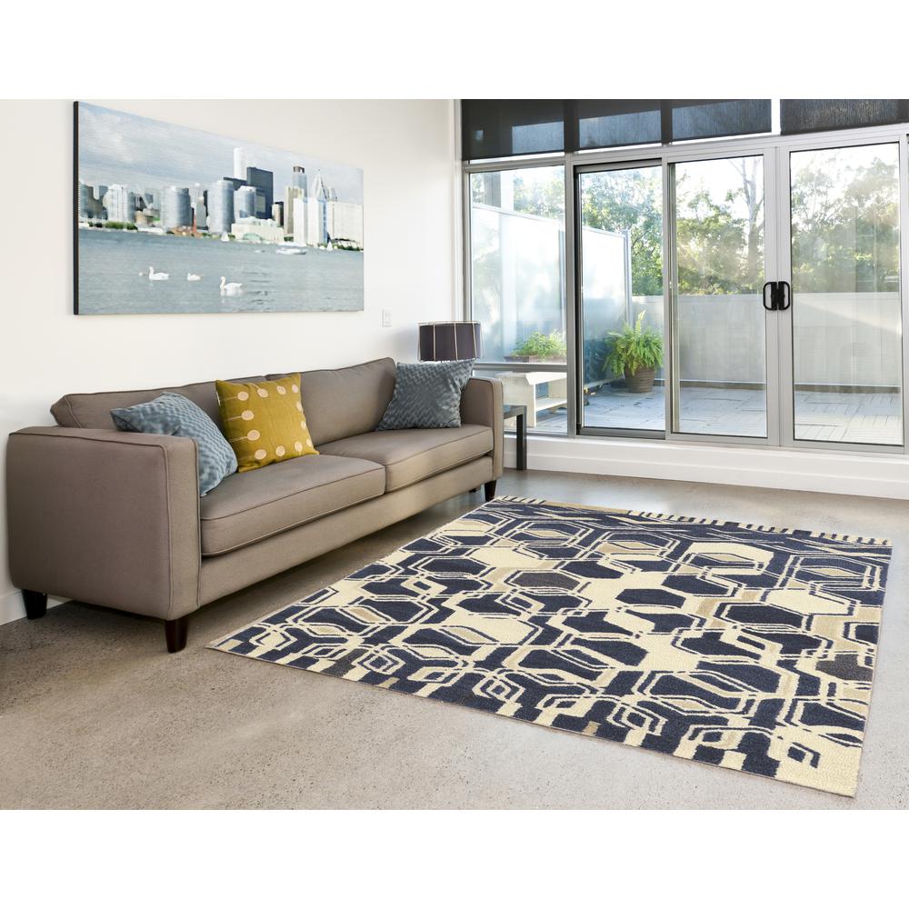 Aspire Wool Impose Ivory/Navy 5x8 Rug. Picture 2
