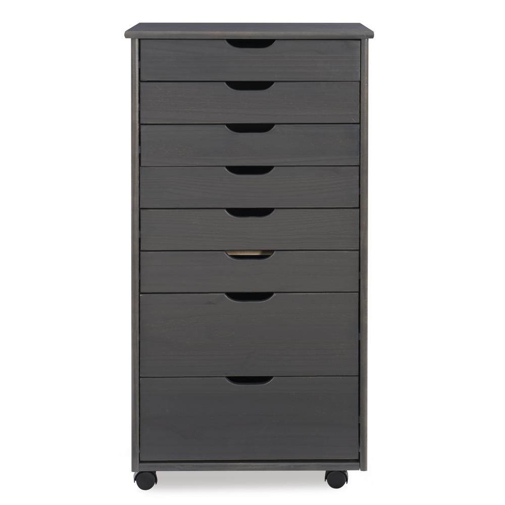 Cary Eight Drawer Rolling Storage Cart, Grey. Picture 2
