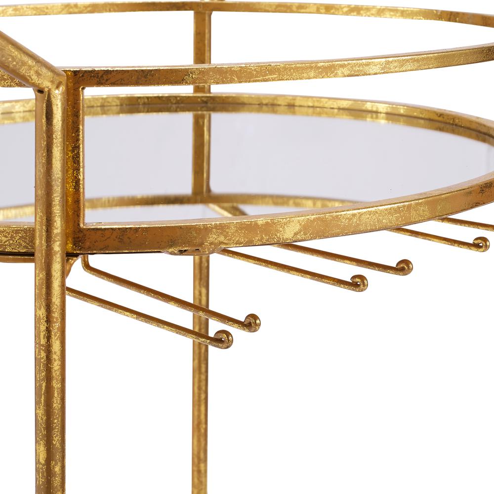 Round Gold Metal Bar Cart. Picture 3