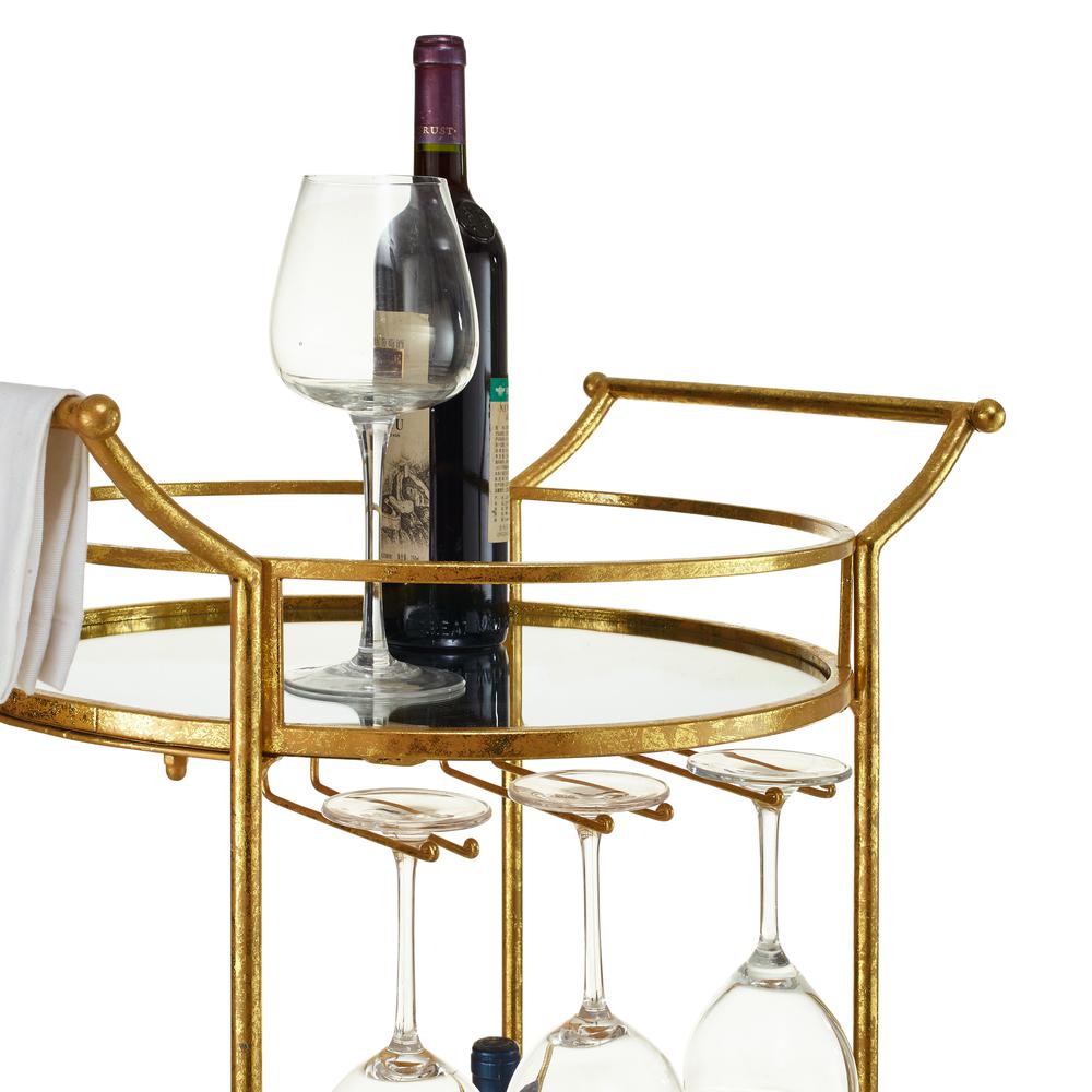 Round Gold Metal Bar Cart. Picture 5