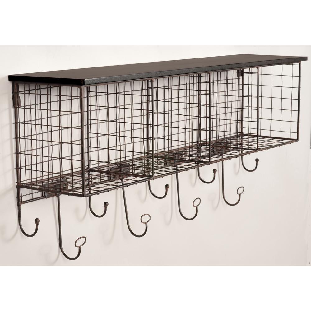 Four Cubby Wall Shelf - Black. Picture 3