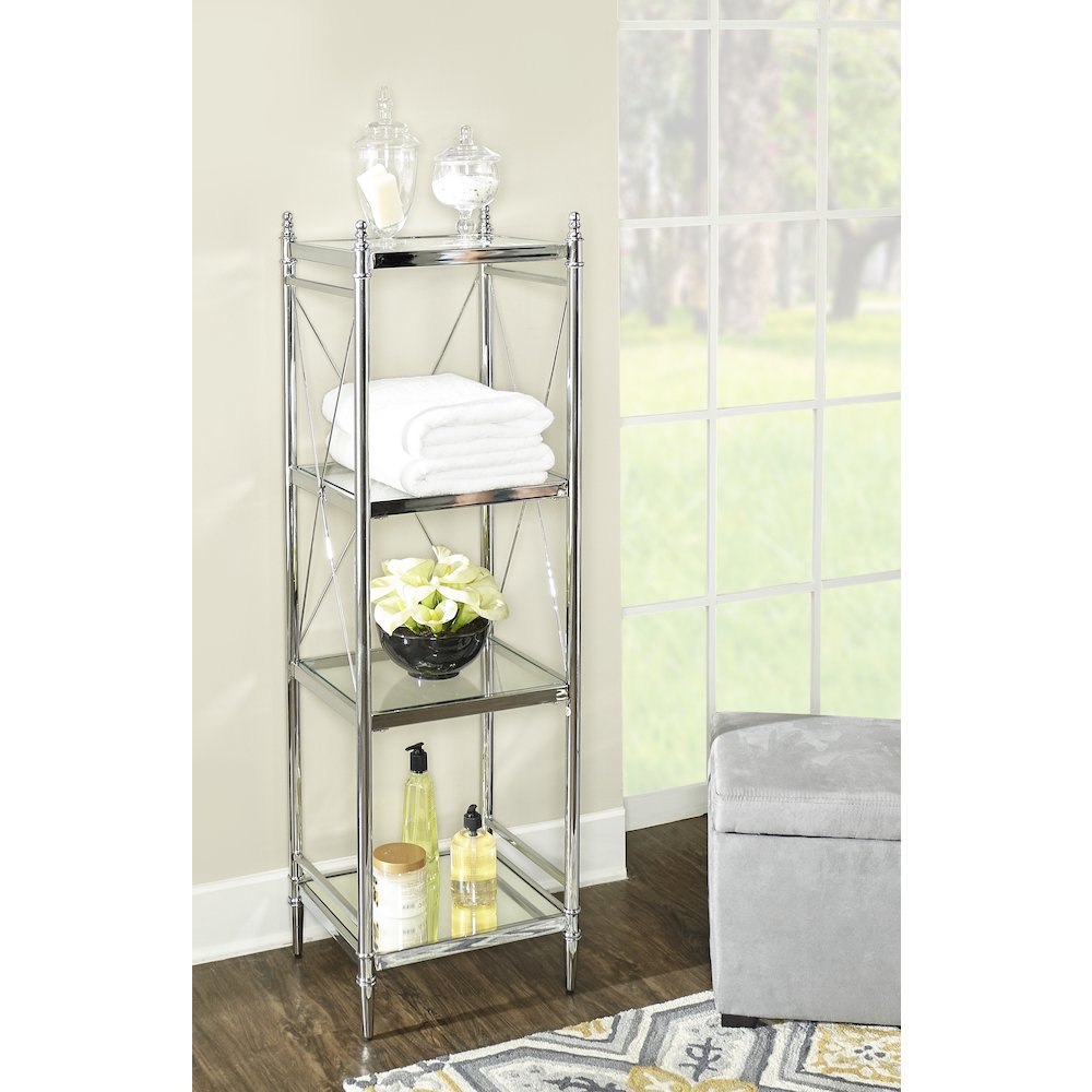 Pinnacle Chrome And Glass Four Tier Shelf. Picture 2
