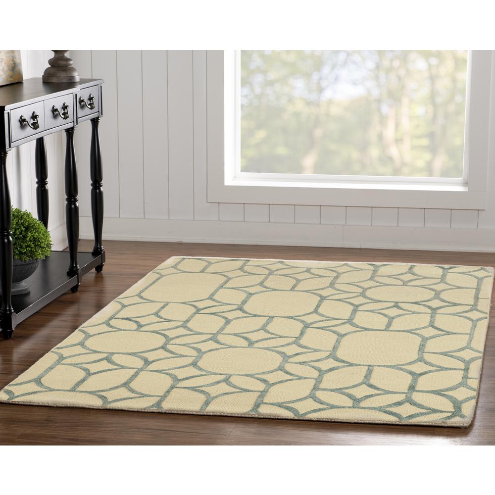 Aspire Wool Window Ivory & Turquoise 2x3, Rug. Picture 2