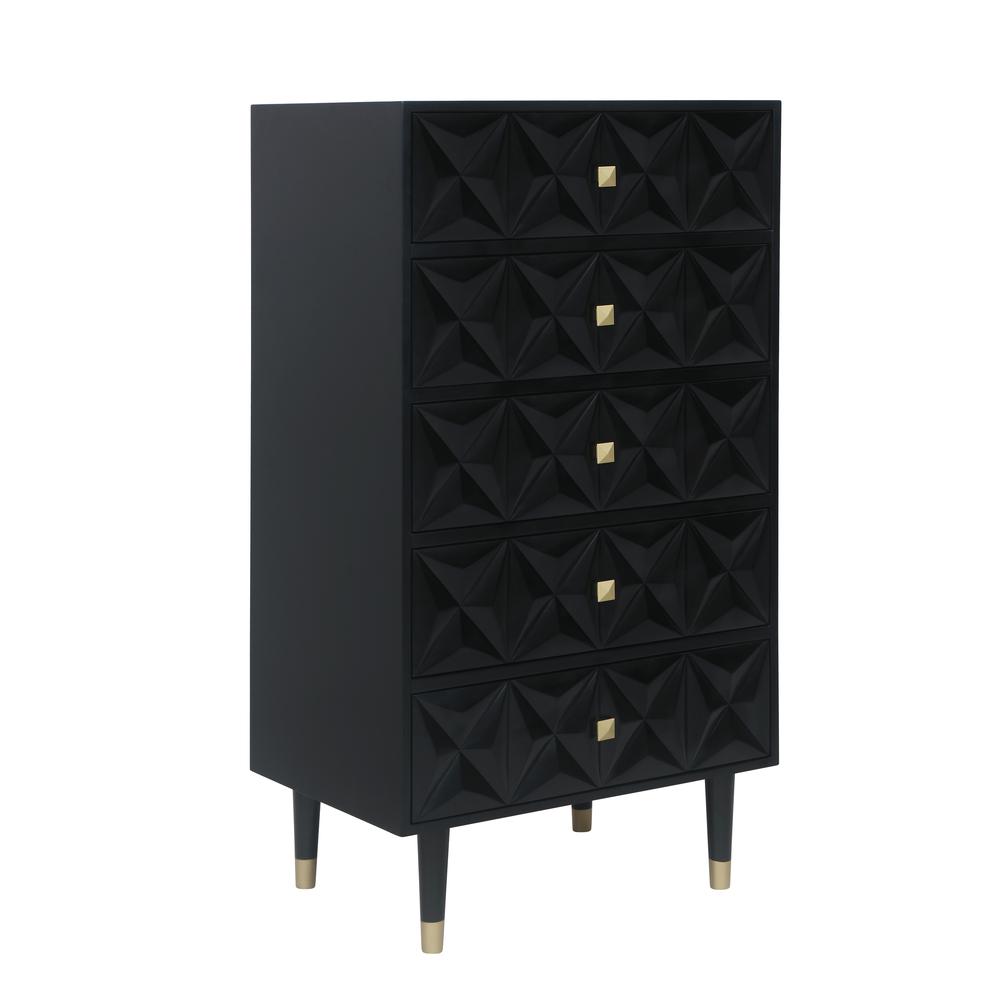 Five Drawer Geo Texture Chest, Black. Picture 3