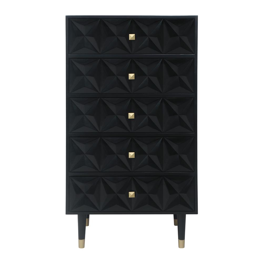 Five Drawer Geo Texture Chest, Black. Picture 4