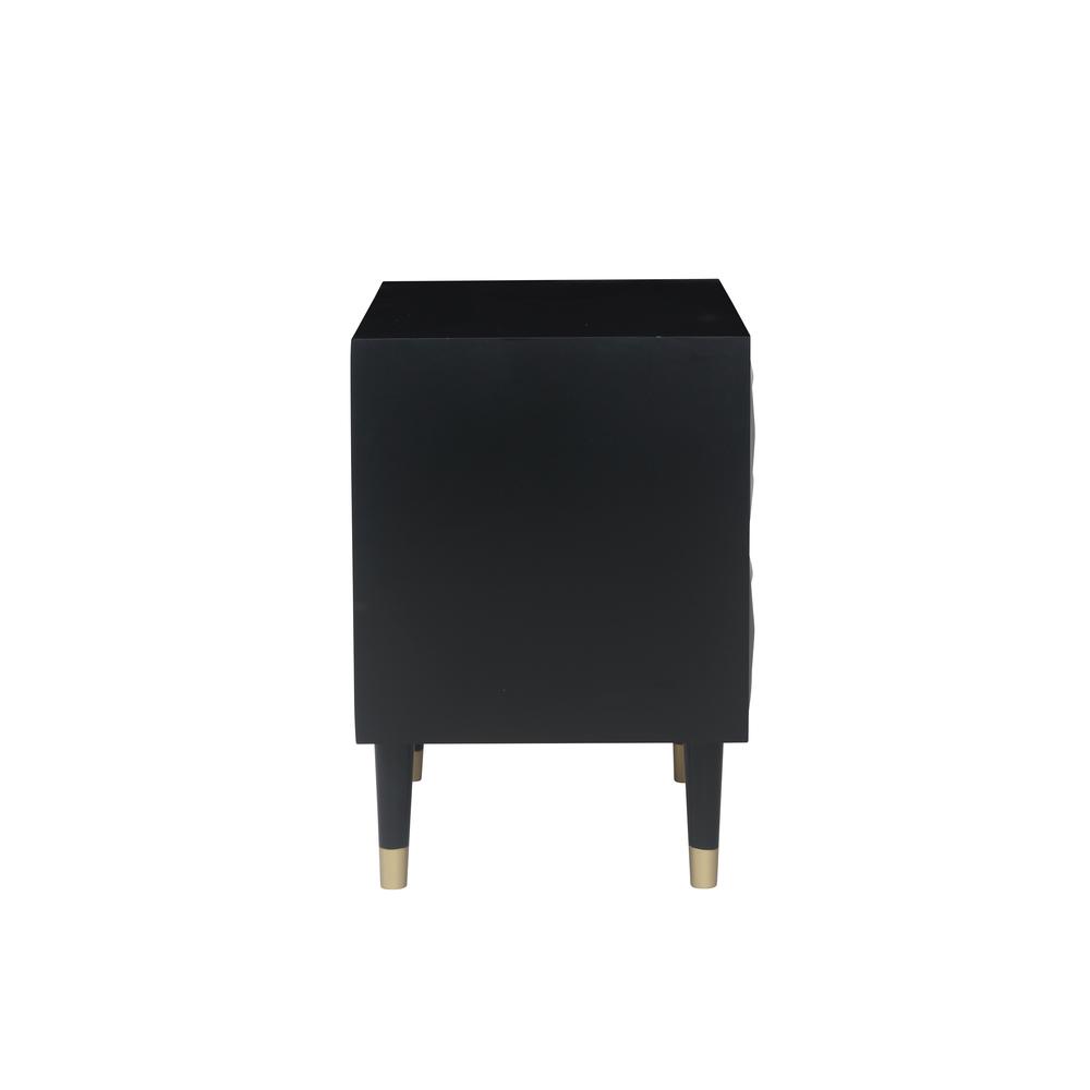 Two Drawer Geo Texture Nightstand Black. Picture 4