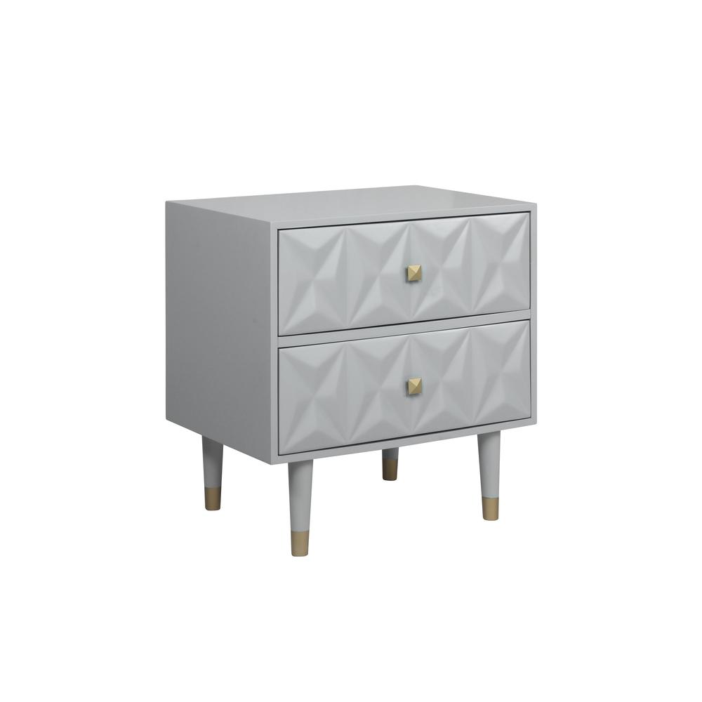 Two Drawer Geo Texture Nightstand Grey. Picture 5