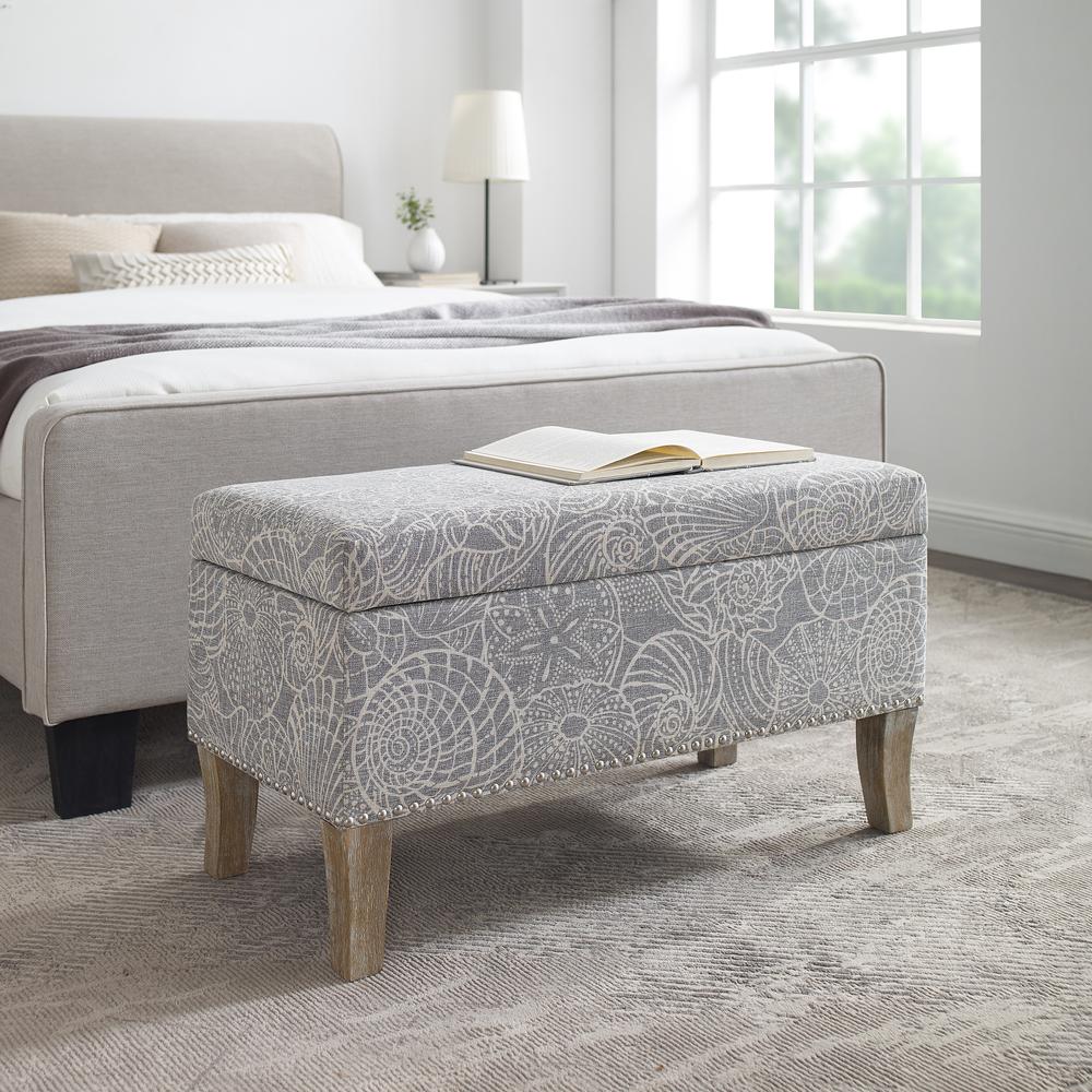Stephanie Upholstered Storage Ottoman, Stone. The main picture.