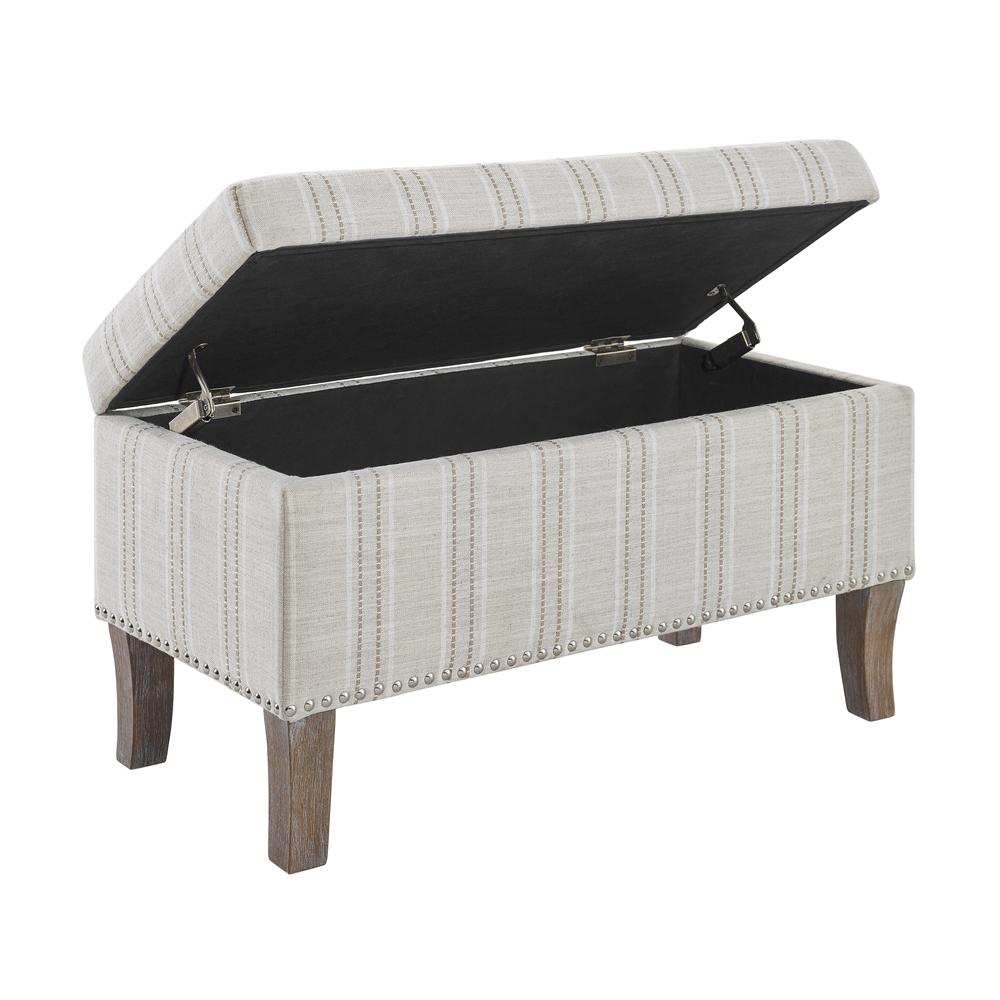 Stephanie Upholstered Storage Ottoman, Linen Stripe. Picture 7