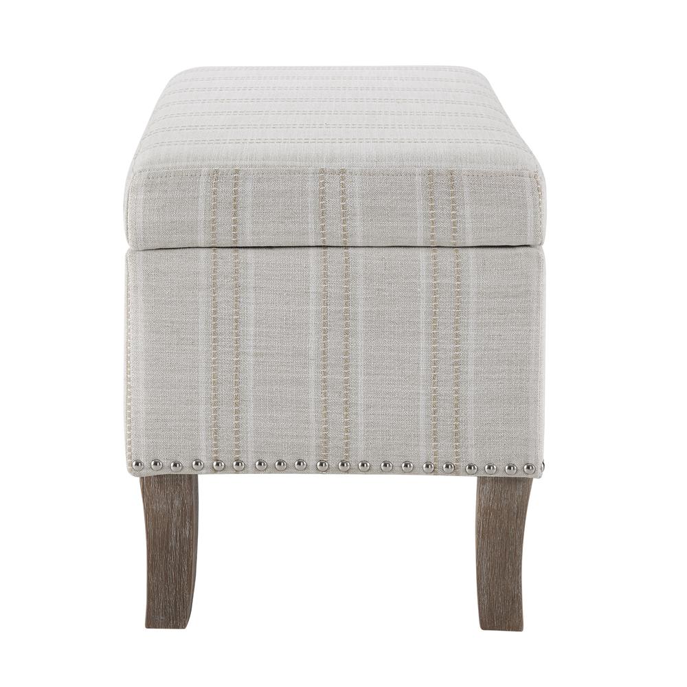 Stephanie Upholstered Storage Ottoman, Linen Stripe. Picture 8
