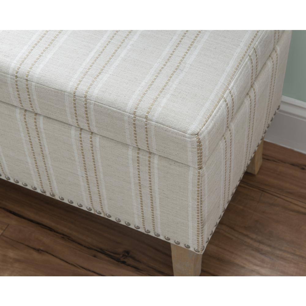 Stephanie Upholstered Storage Ottoman, Linen Stripe. Picture 14