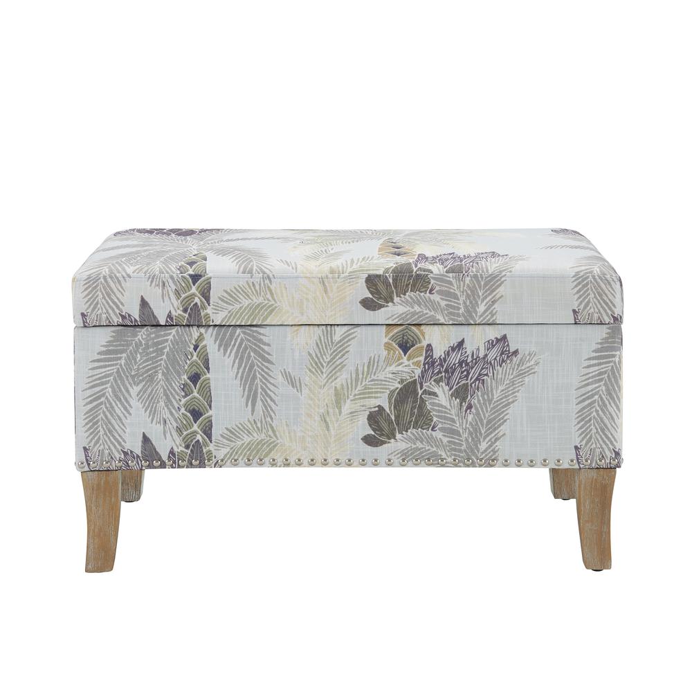 Stephanie Upholstered Storage Ottoman, Green Leaf. Picture 5