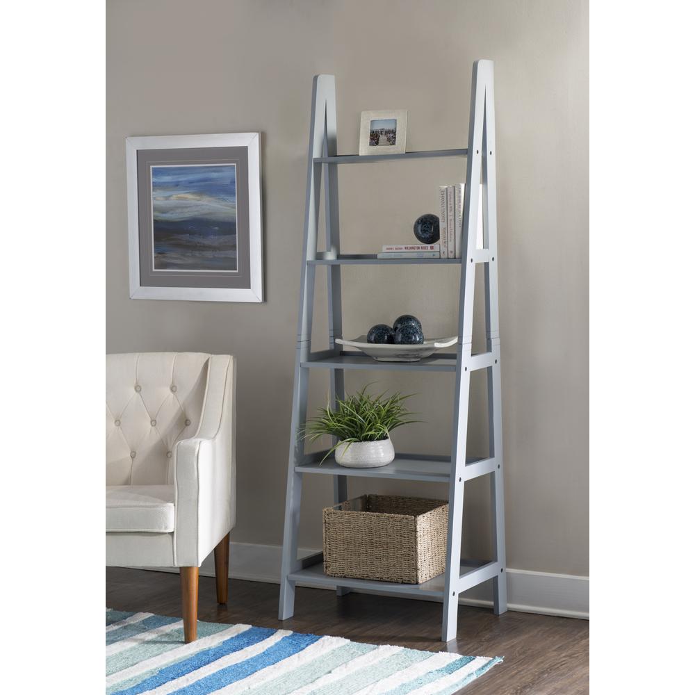 Acadia Ladder Bookshelf, Grey. Picture 6