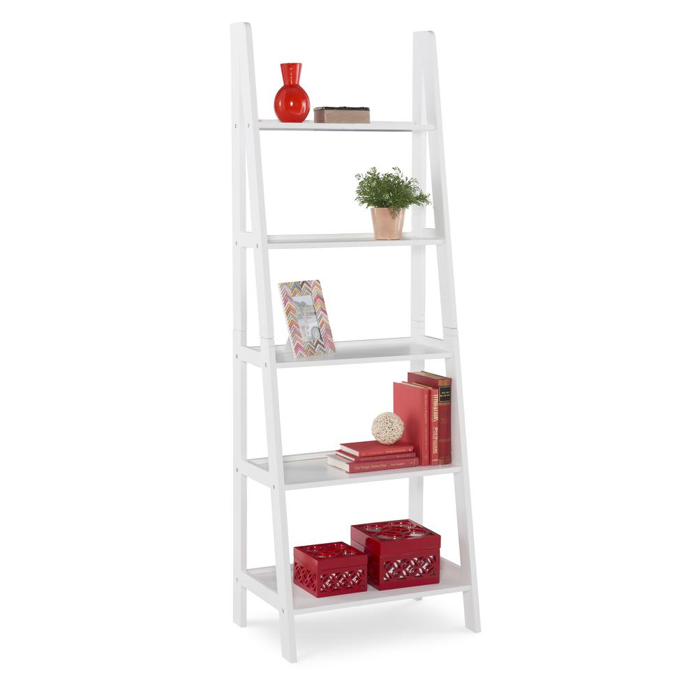 Acadia Ladder Bookshelf, White. Picture 1