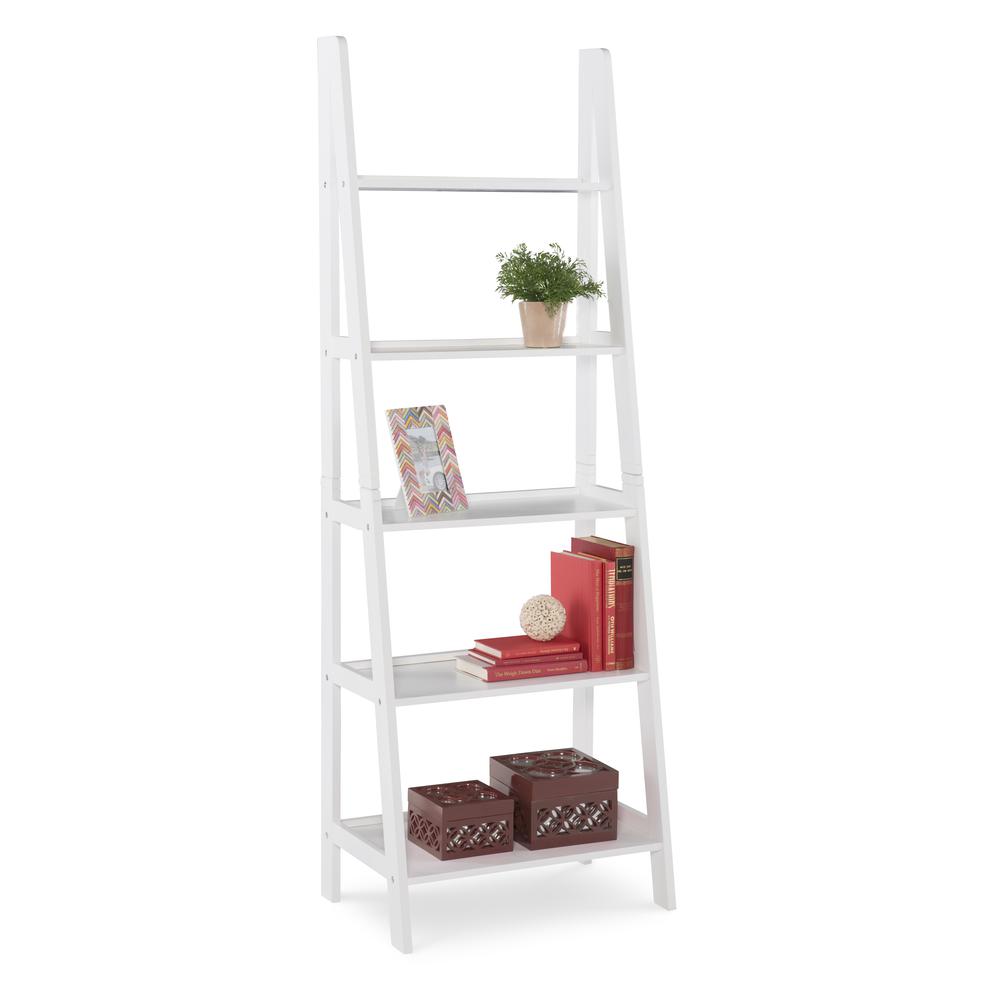 Acadia Ladder Bookshelf, White. Picture 3