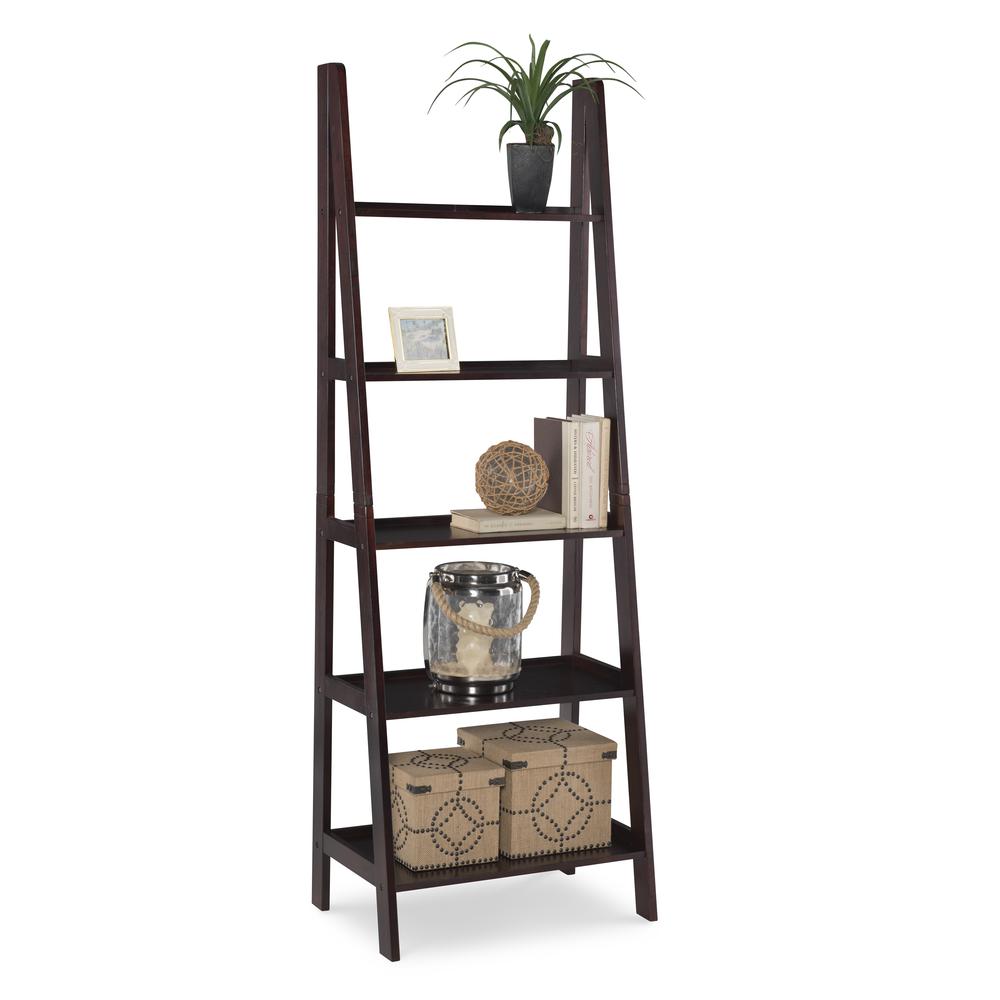 Acadia Ladder Bookshelf, Espresso. Picture 1
