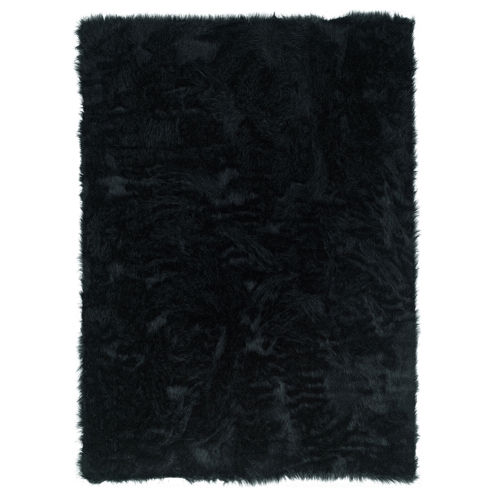 Faux Sheepskin Black  5 x 7 Rug. The main picture.