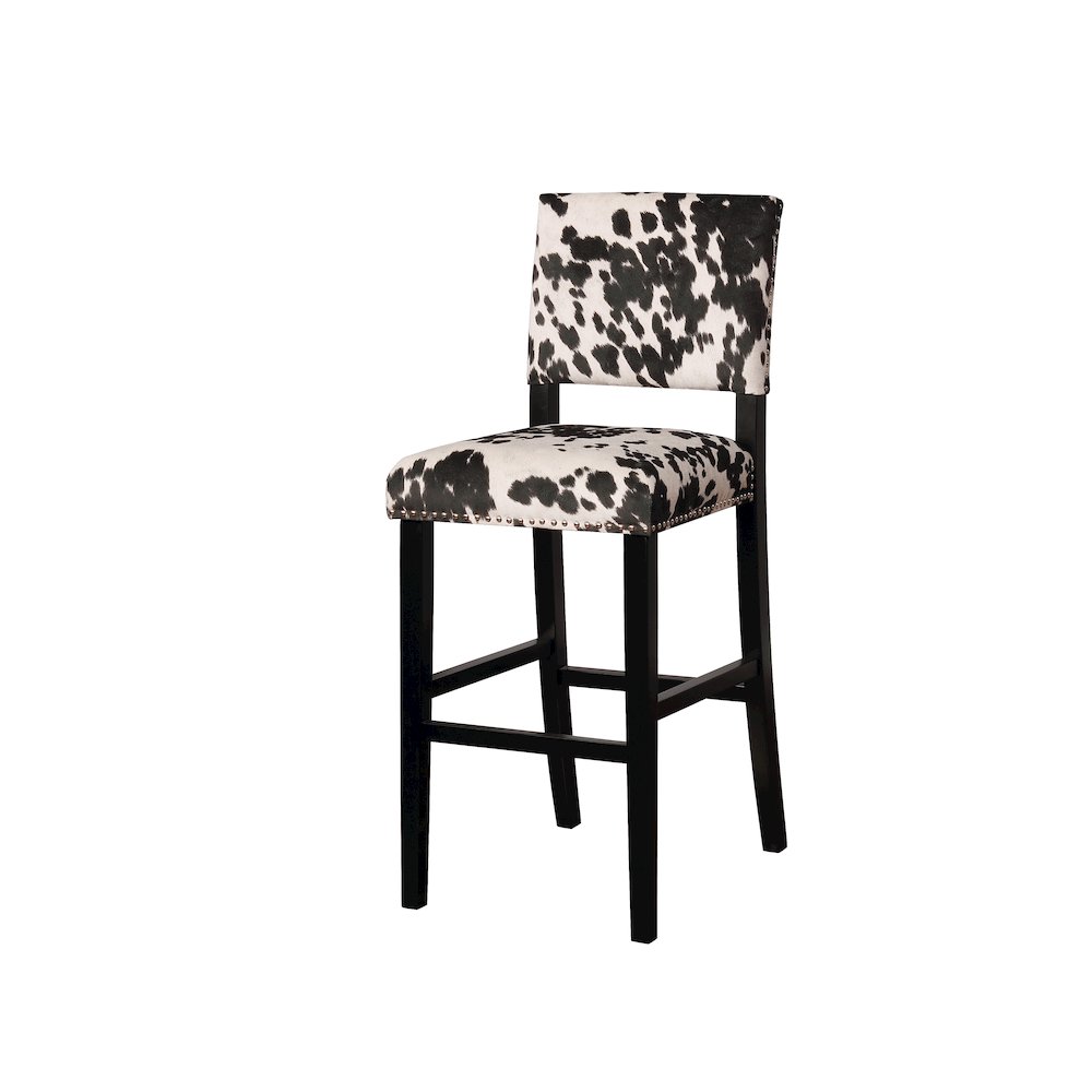 Corey Black Cow Print Bar Stool. The main picture.