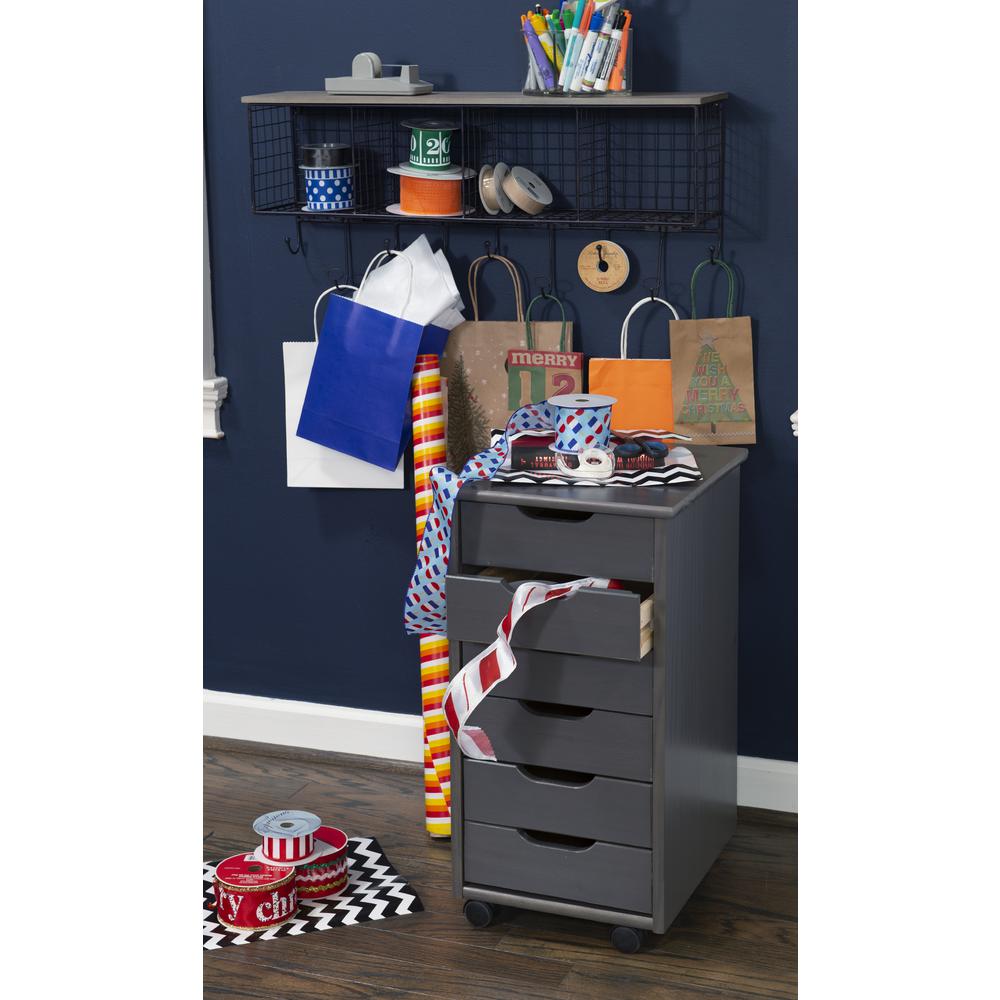 Cary Six Drawer Rolling Storage Cart, Grey. Picture 19