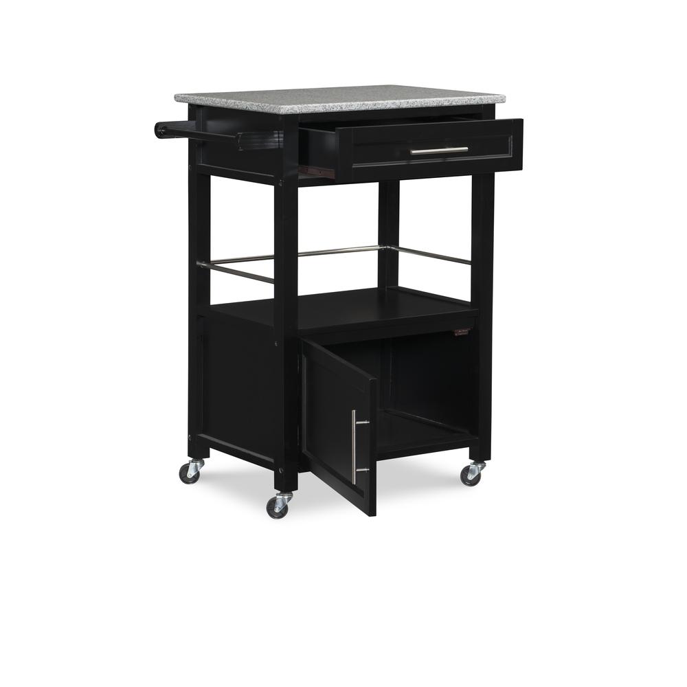 Mitchell Black Kitchen Cart With Granite Top. Picture 10