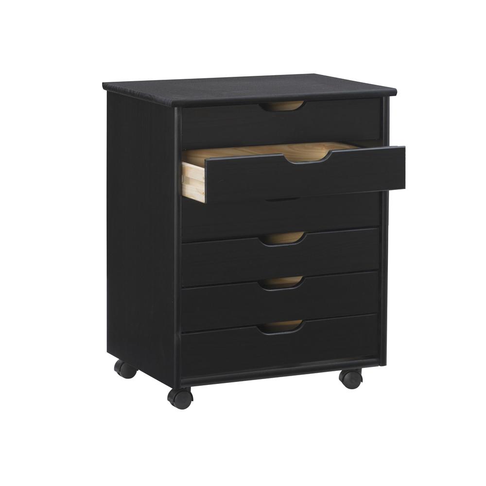 Cary Black Six Drawer Wide Rolling Storage Cart Black. Picture 9
