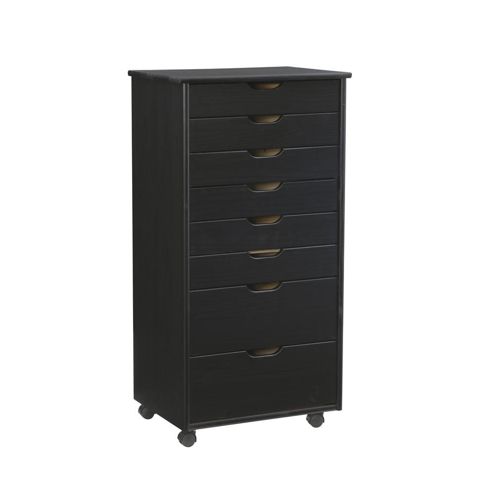 Cary Eight Drawer Rolling Storage Cart, Black. Picture 1
