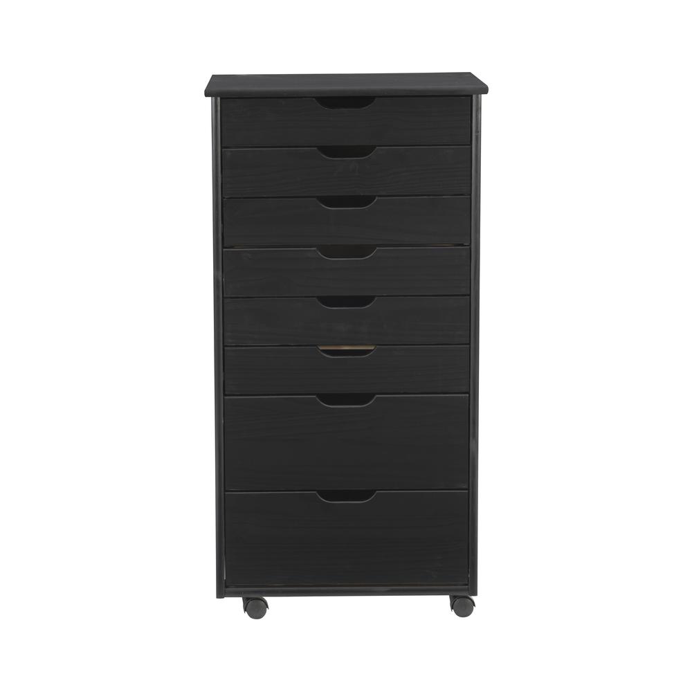 Cary Eight Drawer Rolling Storage Cart, Black. Picture 2
