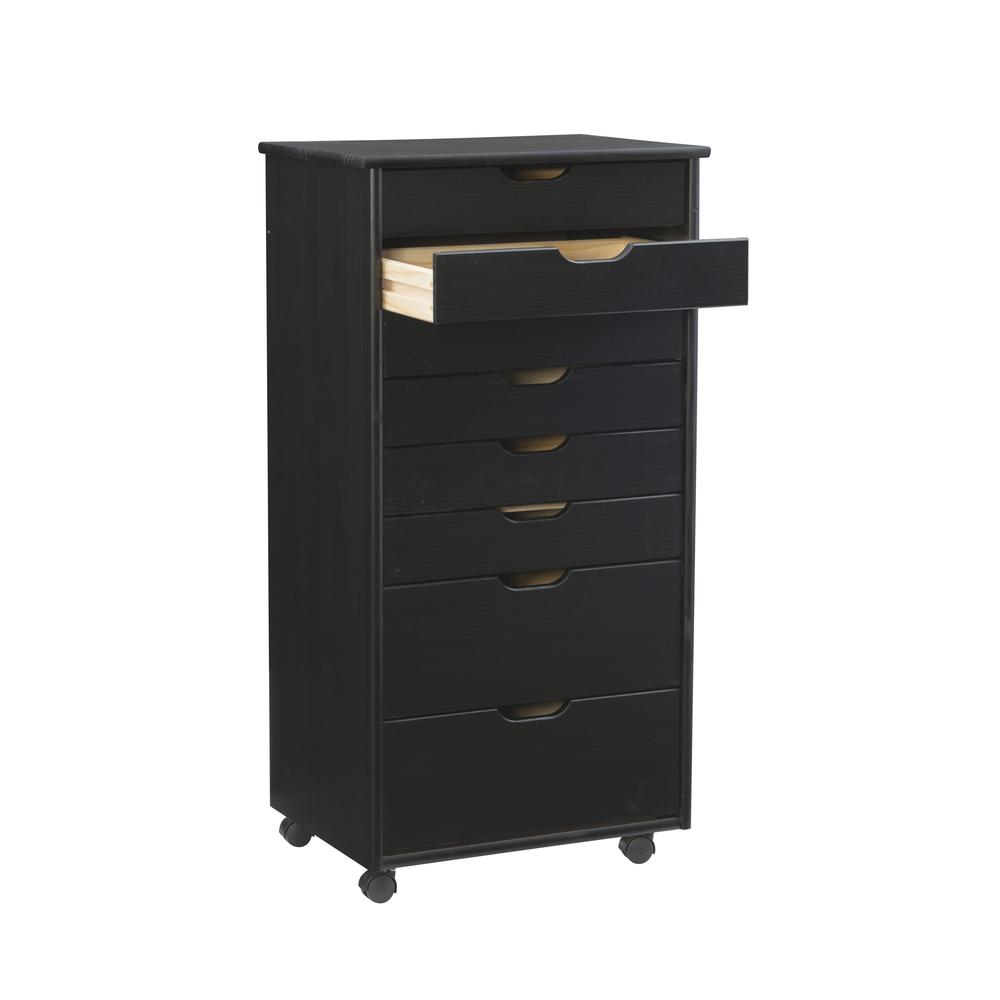 Cary Eight Drawer Rolling Storage Cart, Black. Picture 9