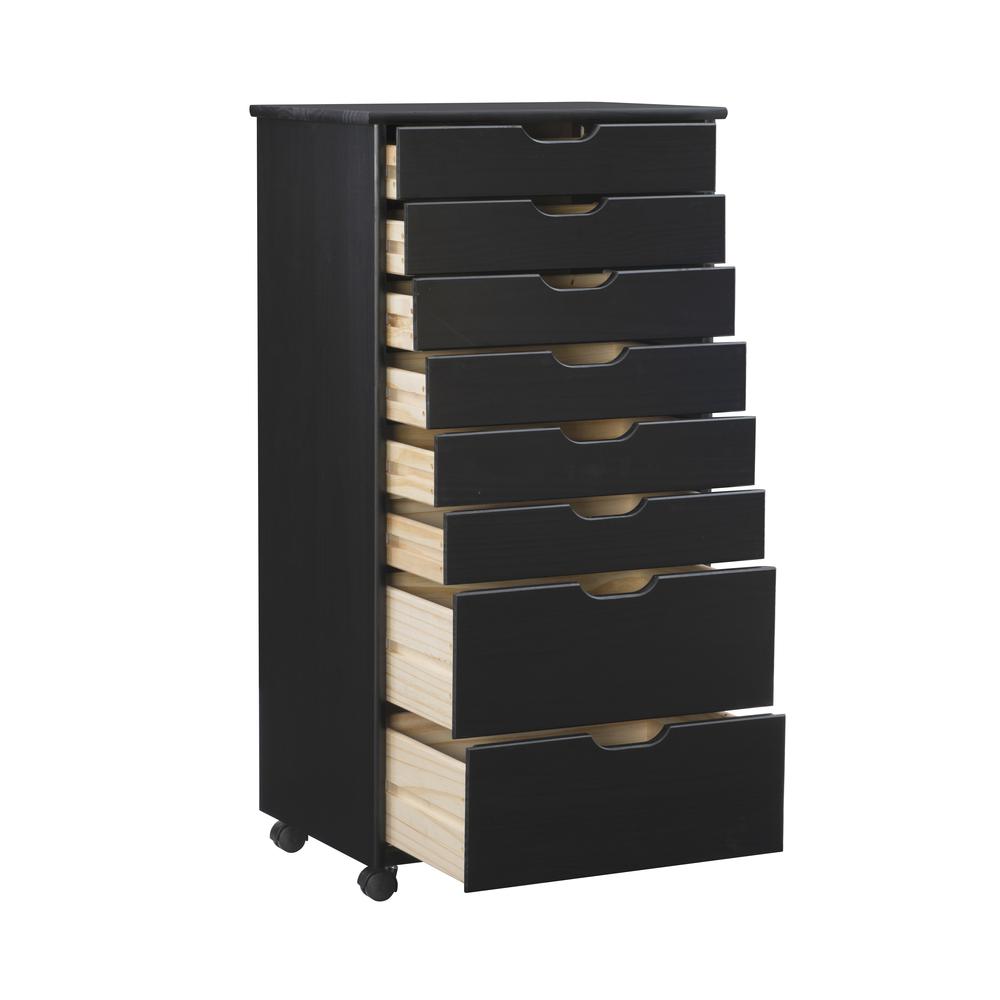 Cary Eight Drawer Rolling Storage Cart, Black. Picture 7