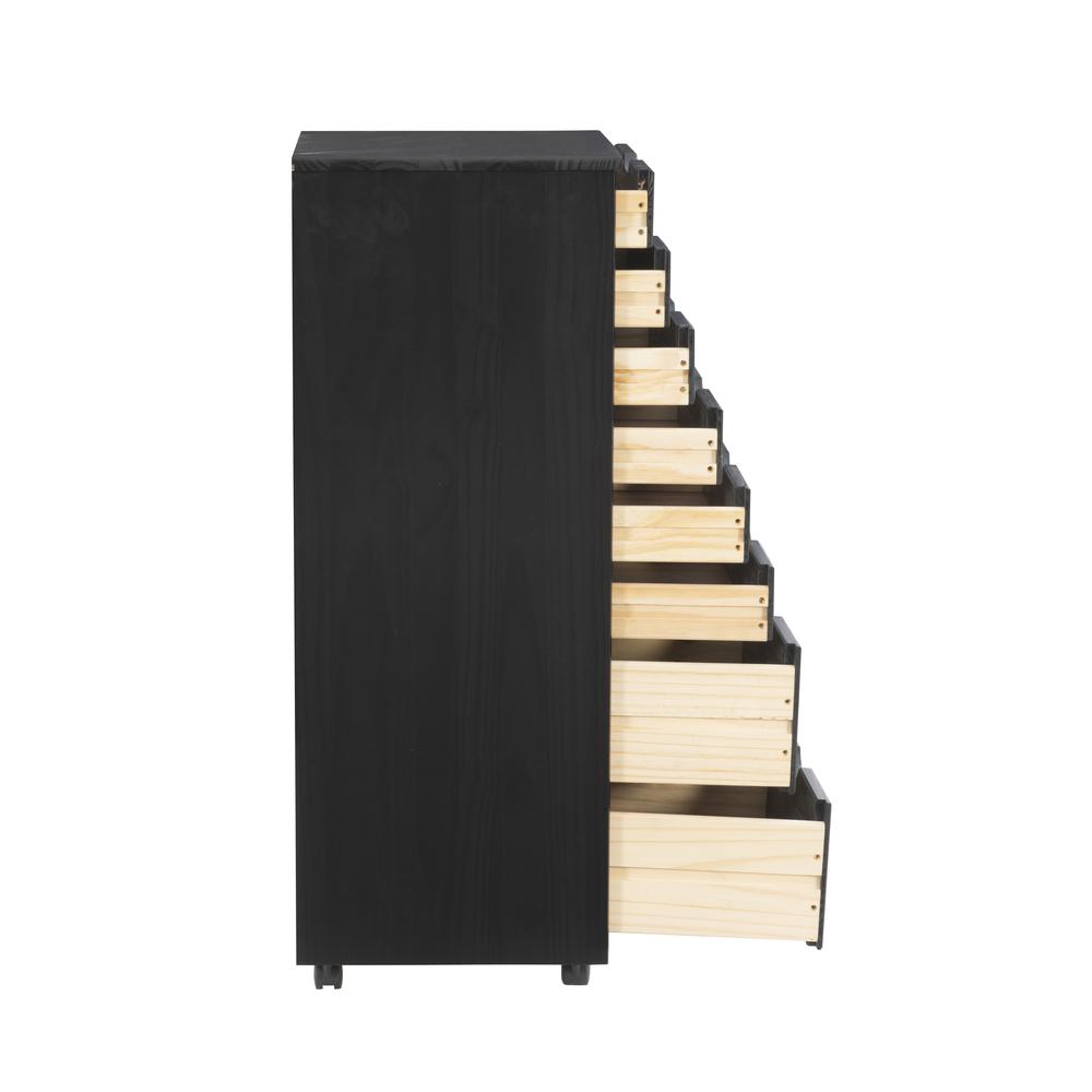 Cary Eight Drawer Rolling Storage Cart, Black. Picture 8