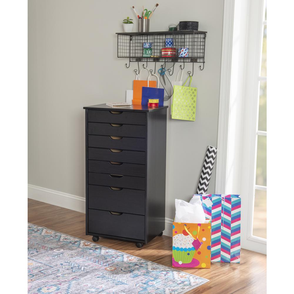 Cary Eight Drawer Rolling Storage Cart, Black. Picture 14