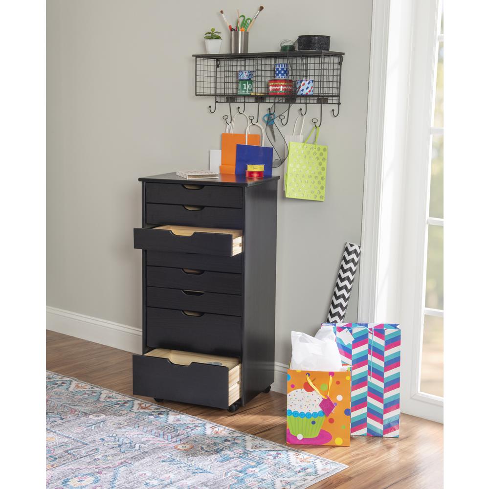 Cary Eight Drawer Rolling Storage Cart, Black. Picture 15