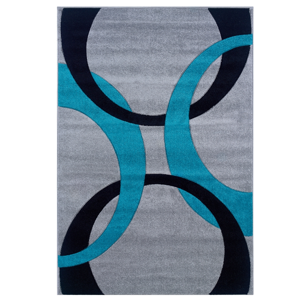 Corfu Collection Grey & Turquoise 8 x 10.3 Rug. Picture 1