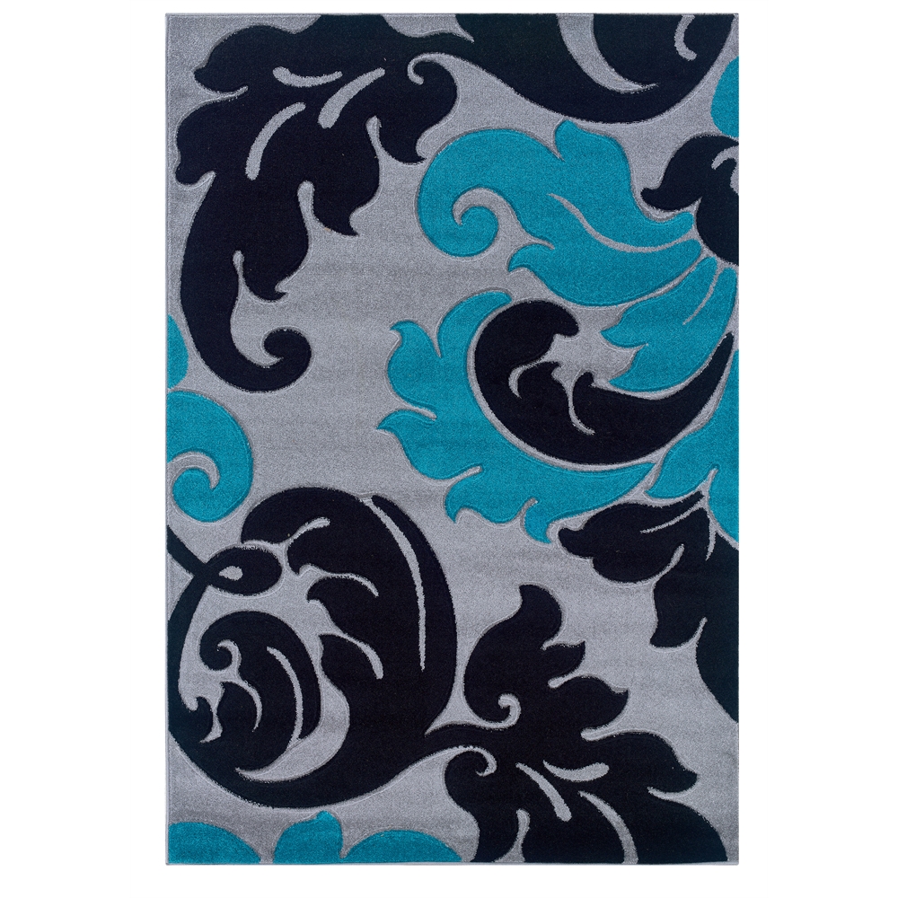 Corfu Collection Grey & Turquoise 1.10 x 2.10 Rug. The main picture.