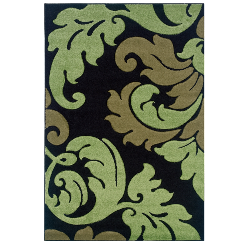 Corfu Collection Black & Lime 5 x 7.7 Rug. Picture 1