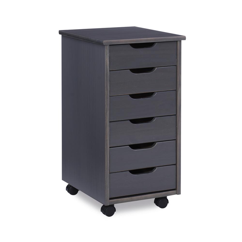 Cary Six Drawer Rolling Storage Cart, Grey. Picture 1