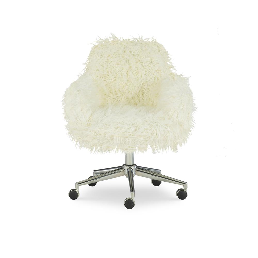 Fiona Faux Fur Office Chair, White. Picture 3